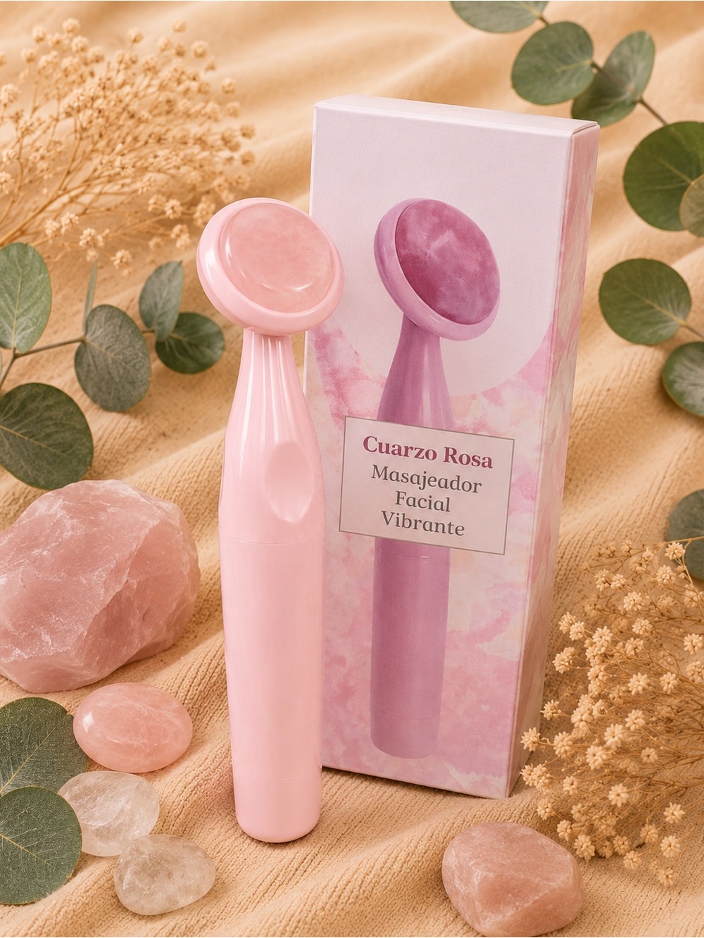 💗 Rose Quartz Vibrating Facial Massager
